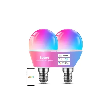 LEPRO BP1-2 E14 LED Bulb with Bluetooth and Wi-Fi, 470 lm, 2-pack